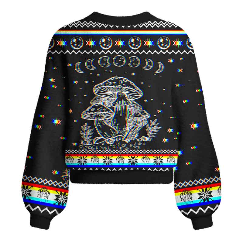 Soulisfree Mushroom and Moon Women's Fuzzy Cardigan Sweater