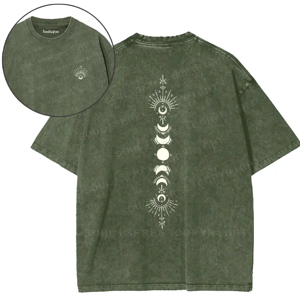 Lunar Phases Mysticism Washed T-shirt