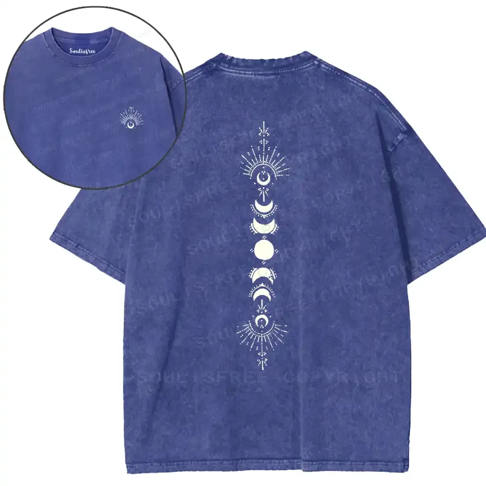 Lunar Phases Mysticism Washed T-shirt
