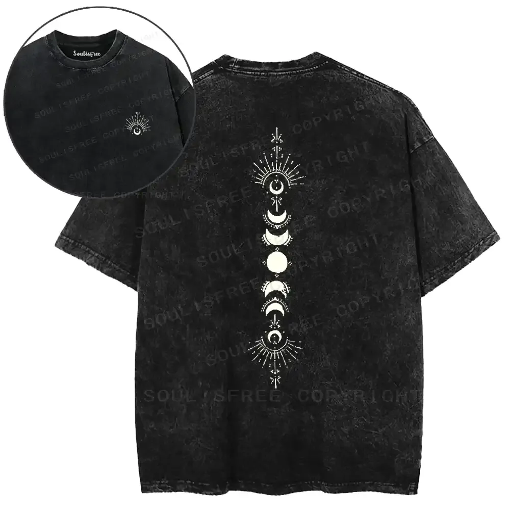 Lunar Phases Mysticism Washed T-shirt