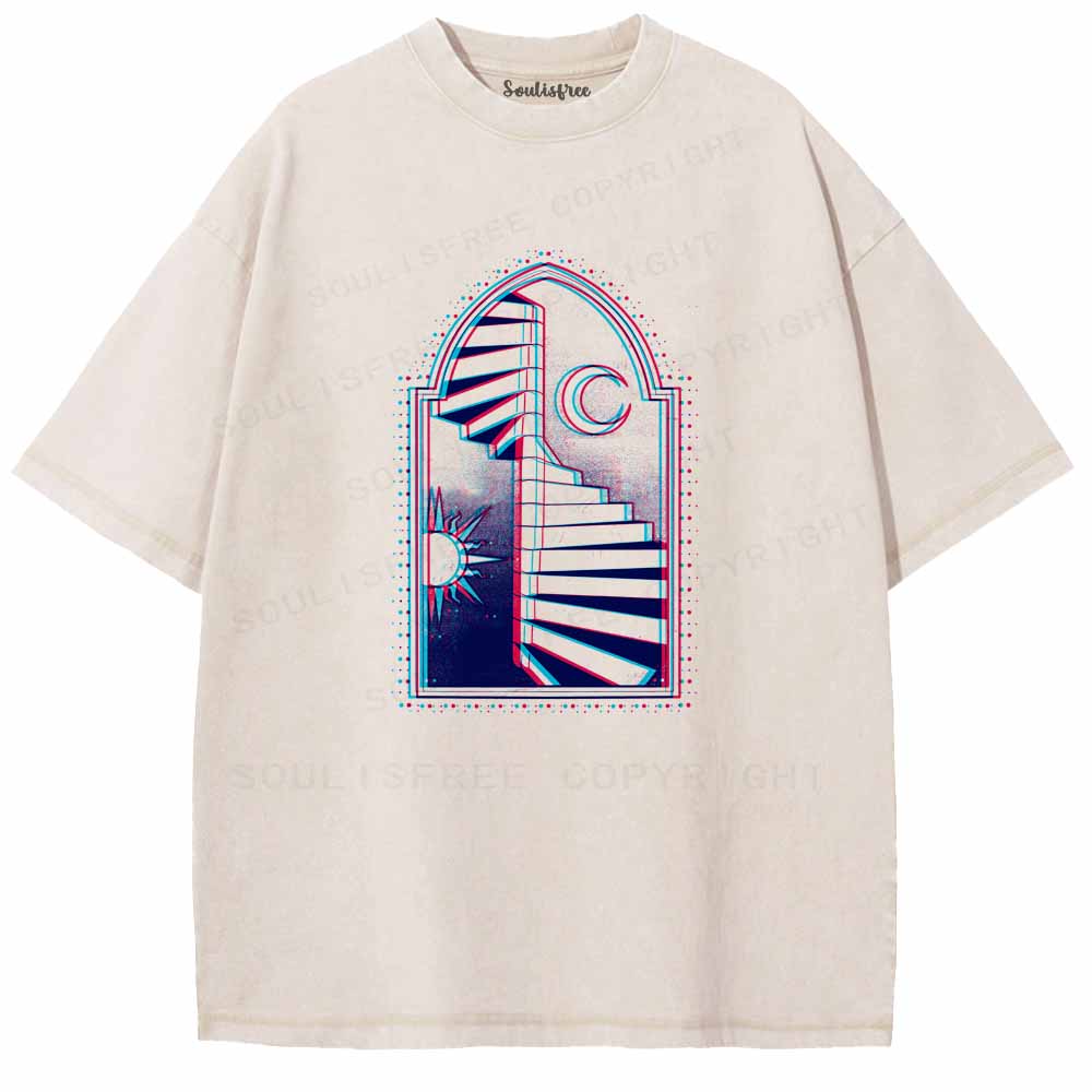 Soulisfree  Sun Moon Steps Of Free Soul Washed Tee