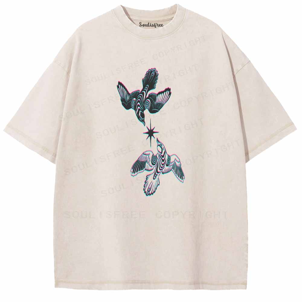 Soulisfree  RGB Ying Yang Bird Washed Tee