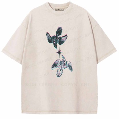 Soulisfree  RGB Ying Yang Bird Washed Tee