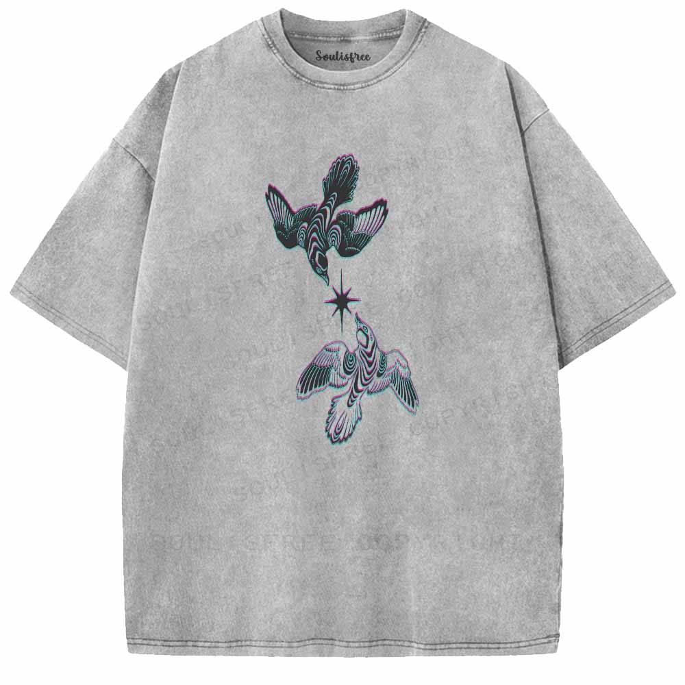 Soulisfree  RGB Ying Yang Bird Washed Tee