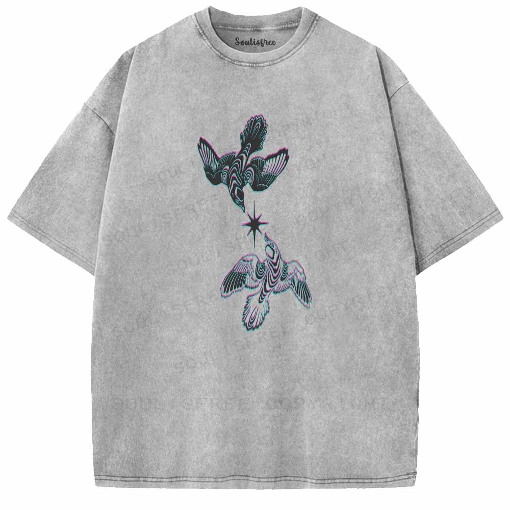 Soulisfree  RGB Ying Yang Bird Washed Tee