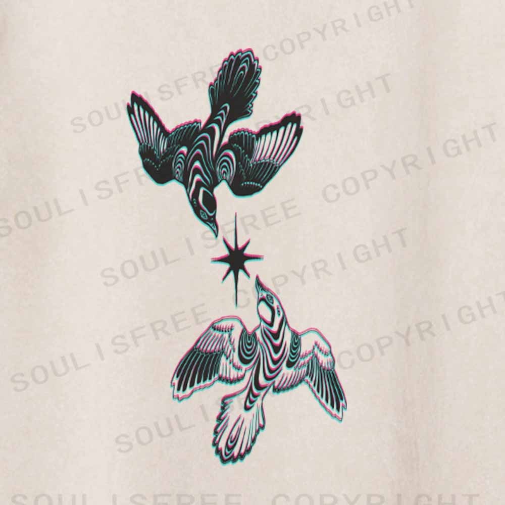 Soulisfree  RGB Ying Yang Bird Washed Tee
