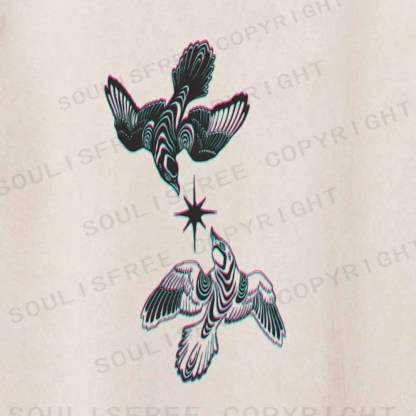 Soulisfree  RGB Ying Yang Bird Washed Tee