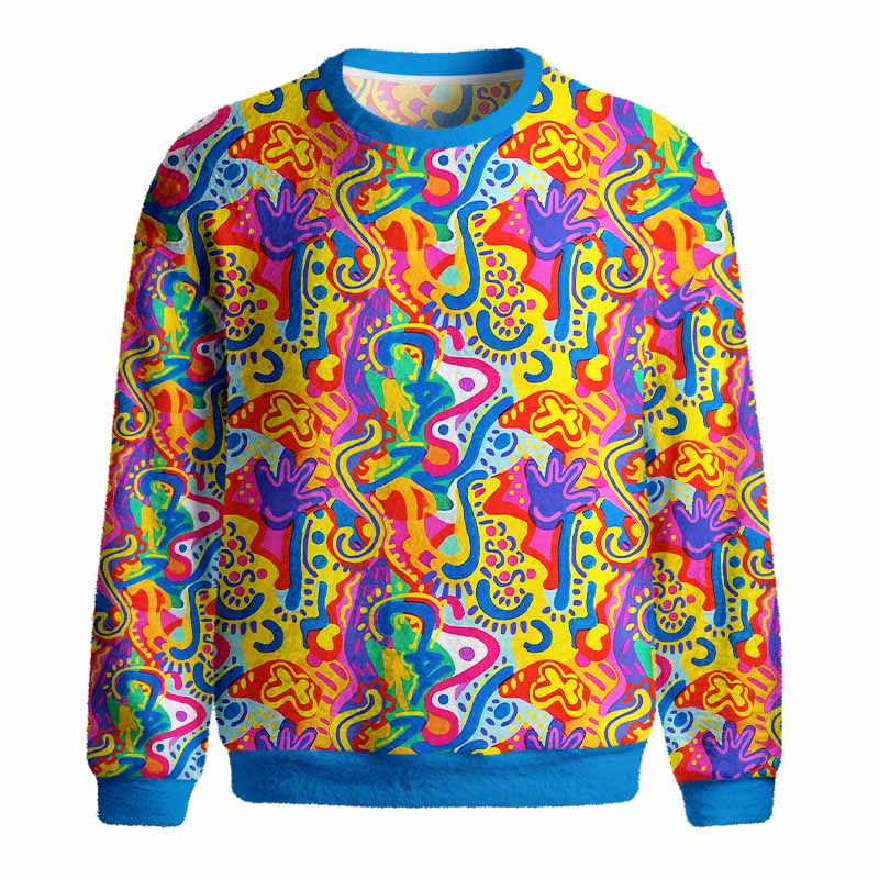 Soulisfree Psychedelic Vibes Fuzzy Crewneck Sweater