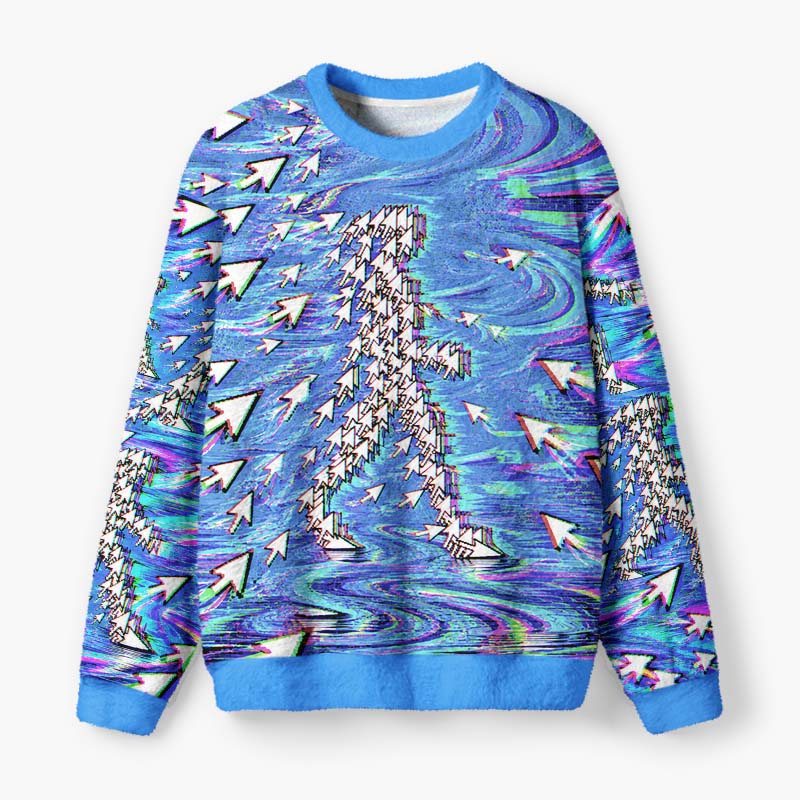 Soulisfree Digital Consciousness Fuzzy Crewneck Sweater