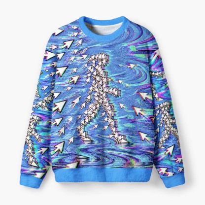 Soulisfree Digital Consciousness Fuzzy Crewneck Sweater
