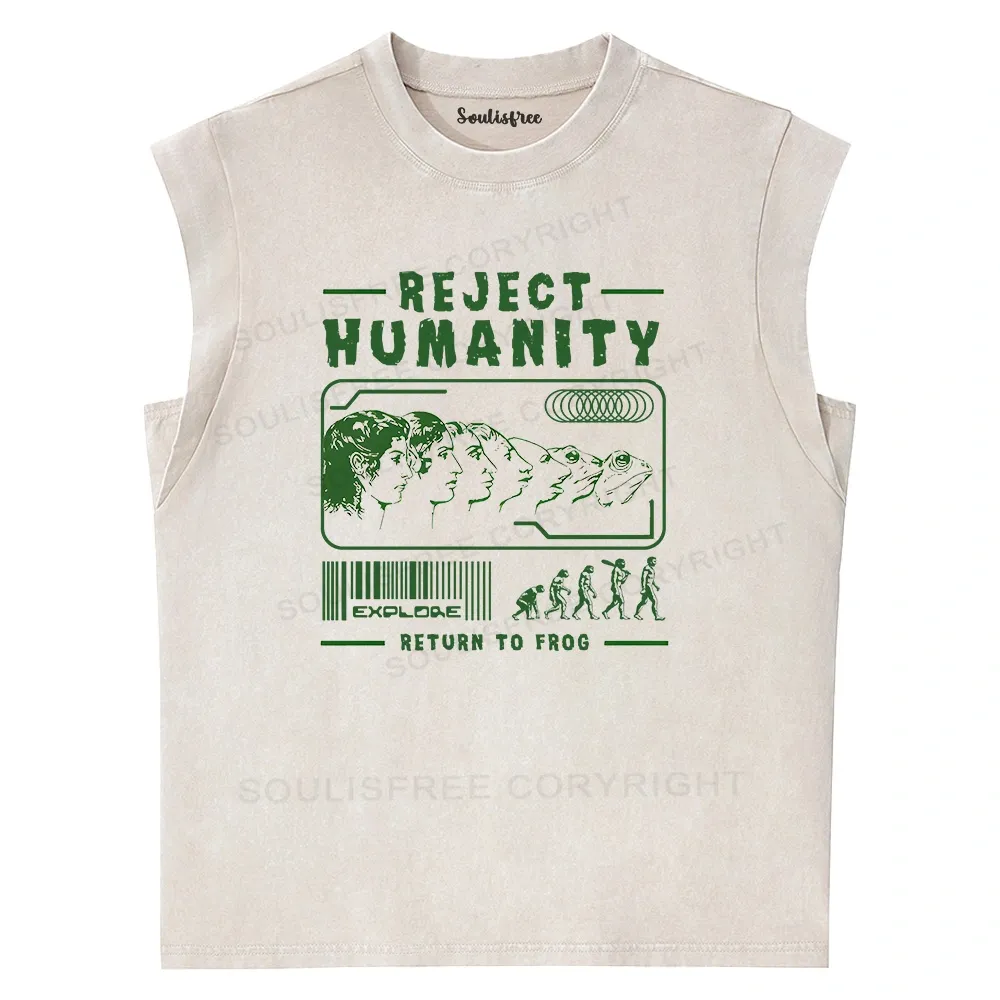 Designed Return To Frog Washed Tank Tops