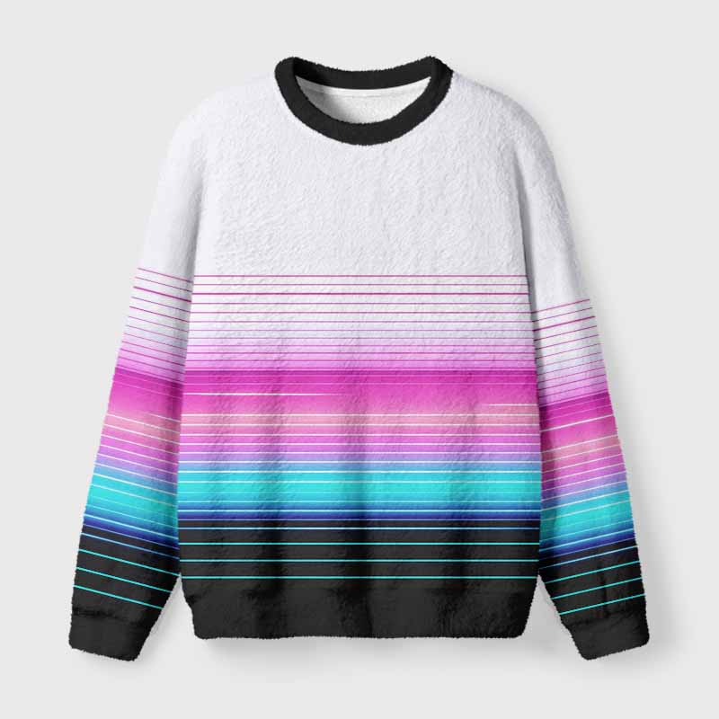 Soulisfree Vaporwave Pink Blue Fade  Fuzzy Crewneck Sweater