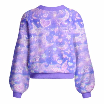 Soulisfree Cosmic Love Women's Fuzzy Cardigan Sweater