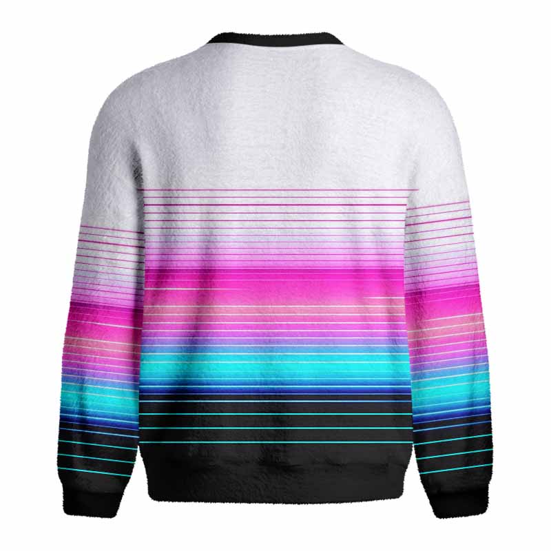 Soulisfree Vaporwave Pink Blue Fade  Fuzzy Crewneck Sweater