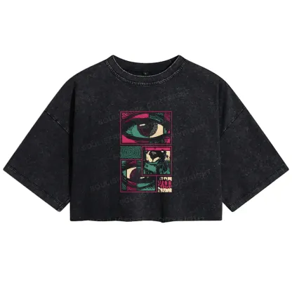 Facial Fragments Washed Crop T-shirt