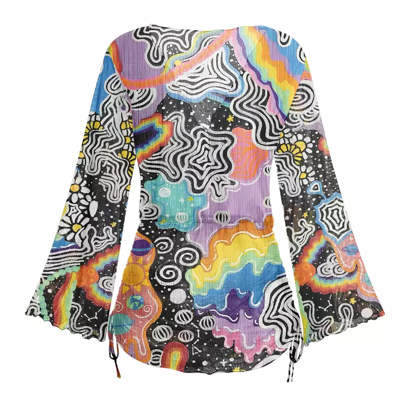 Soulisfree Psychedelic Vortex Collage Sheer Mesh Cover Up