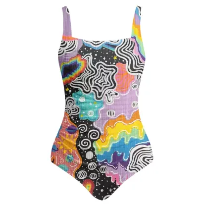 Soulisfree Psychedelic Vortex Collage One‑Piece Swimsuit