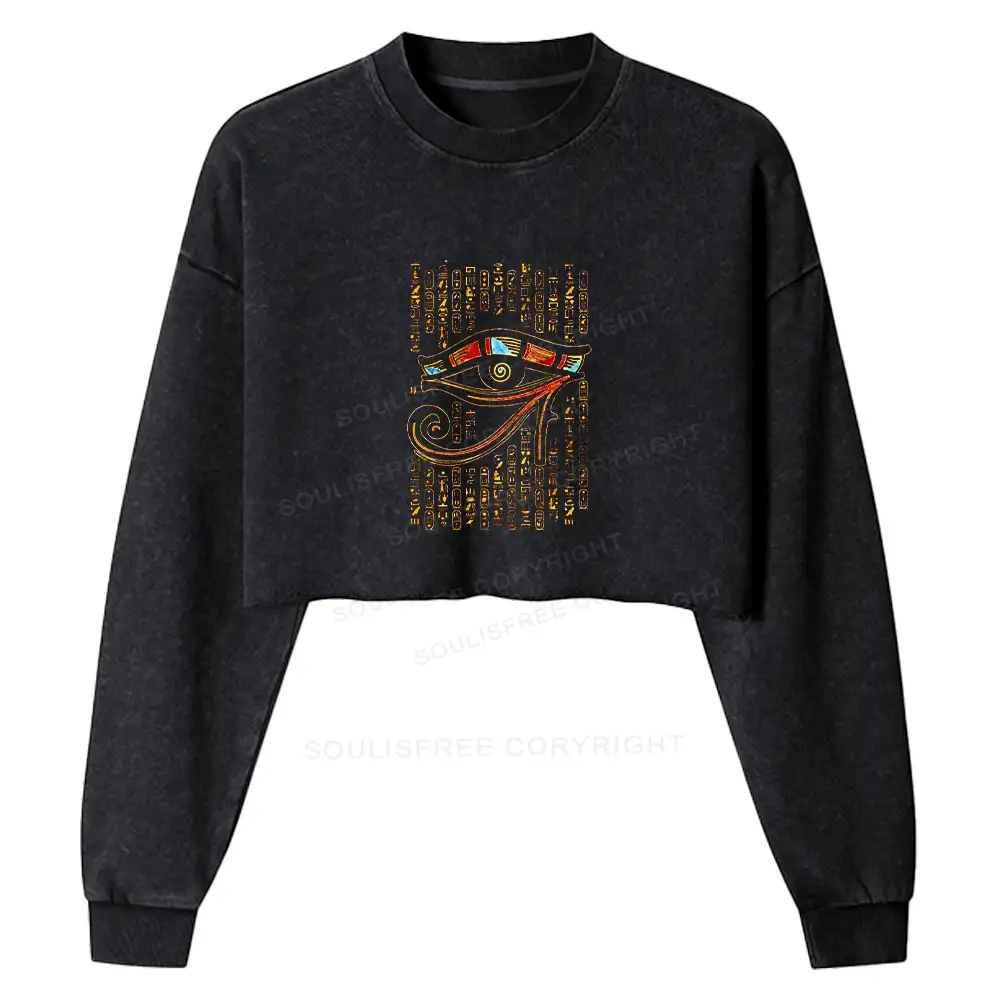 Eye Of Horus Washed Cropped Sweatshirt