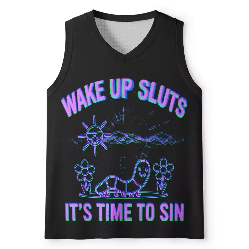 Designed Soulisfree WAKE UP SLUTS IT'S TIME TO SIN Mesh Tank