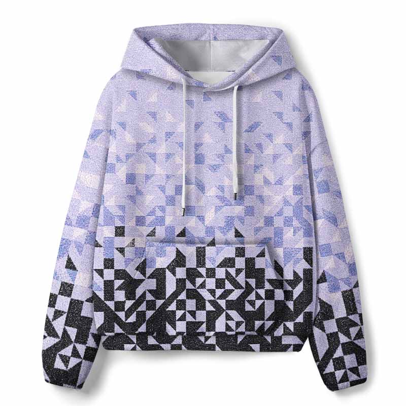 Soulisfree Gradient Mosaic Geometric All-Over Print Hoodie