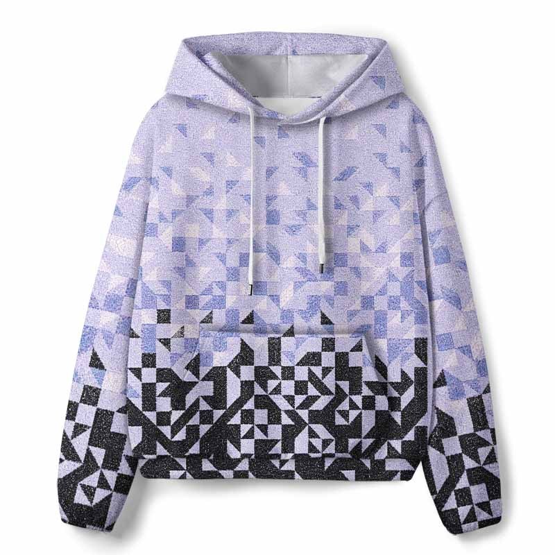 Soulisfree Gradient Mosaic Geometric All-Over Print Hoodie