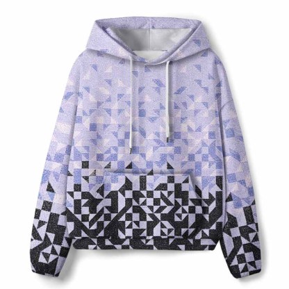 Soulisfree Gradient Mosaic Geometric All-Over Print Hoodie