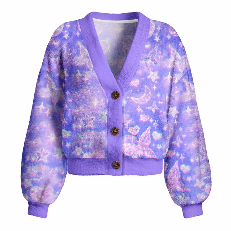 Soulisfree Cosmic Love Women's Fuzzy Cardigan Sweater