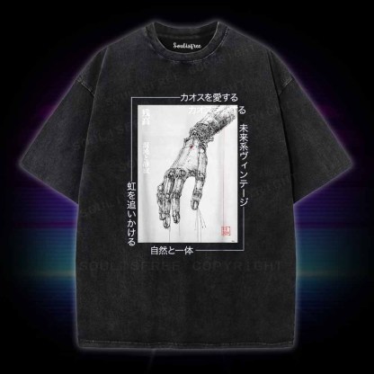 Soulisfree Cyberpunk Mechanical Hand  Washed Tee