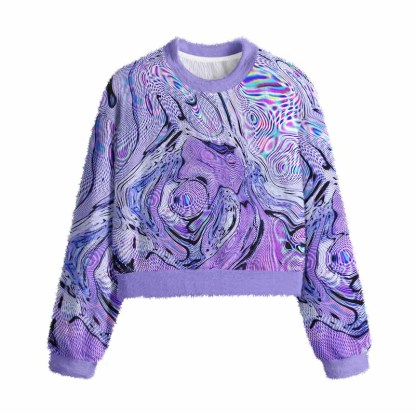 Soulisfree Hypnotic Purple Vortex Women's Fuzzy Crewneck Sweater