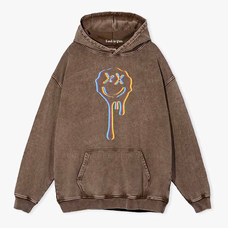 Soulisfree  Neon Mischievous Face Washed Hoodie