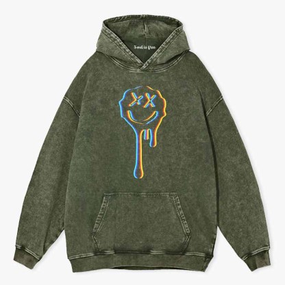 Soulisfree  Neon Mischievous Face Washed Hoodie