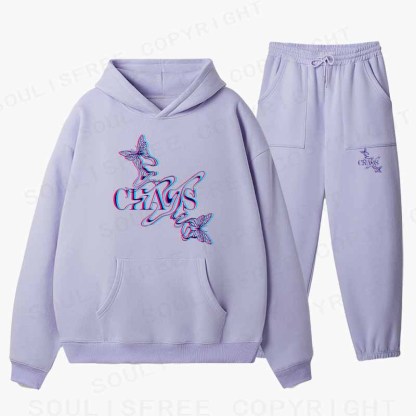Soulisfree Chaos Butterfly Glitch Aesthetic Cotton Fleece Hoodie Set