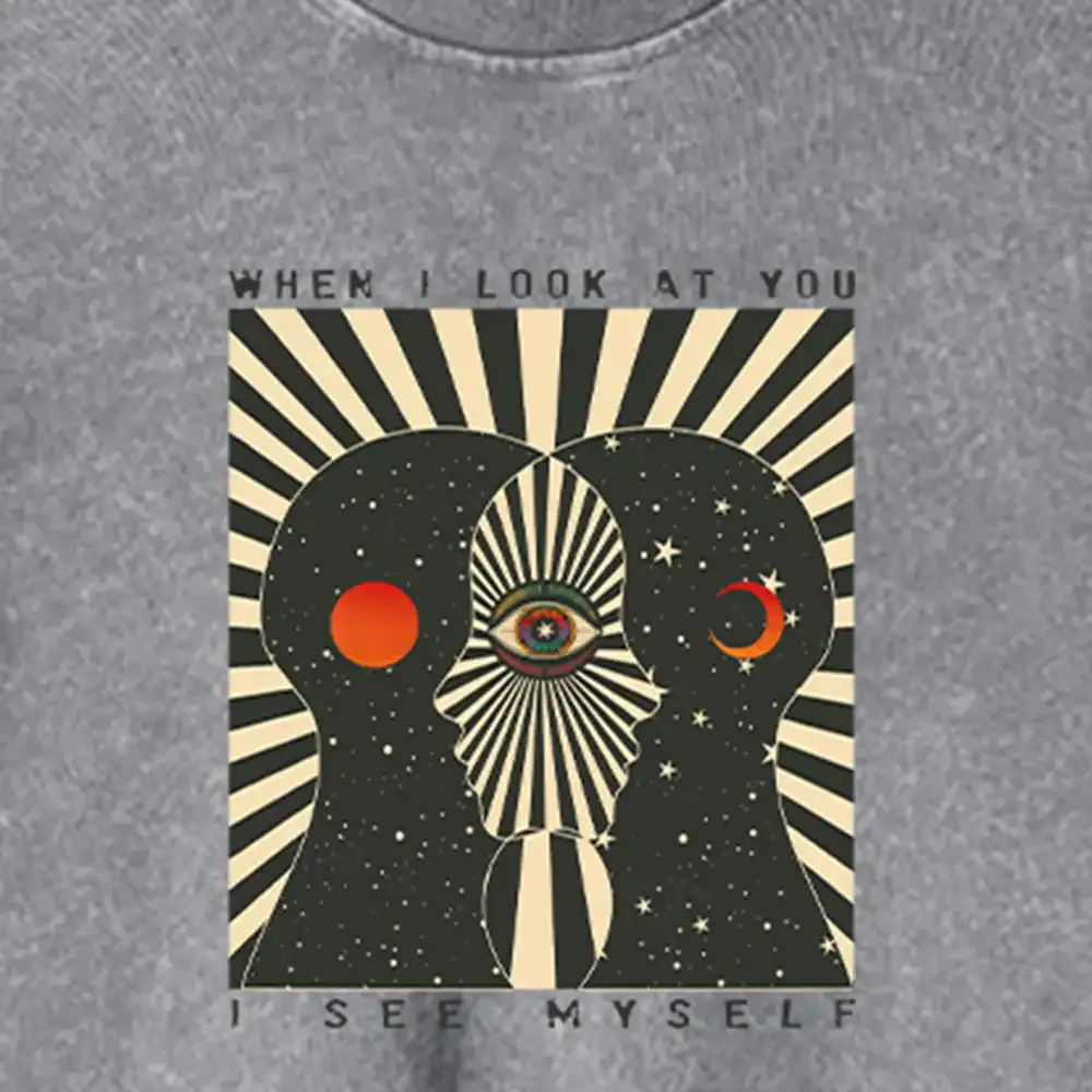 Reflections of the Soul Washed Space T-shirt Washed Cropped Sweatshirt