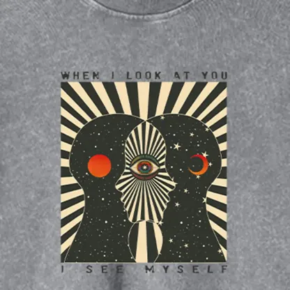 Reflections of the Soul Washed Space T-shirt Washed Cropped Sweatshirt