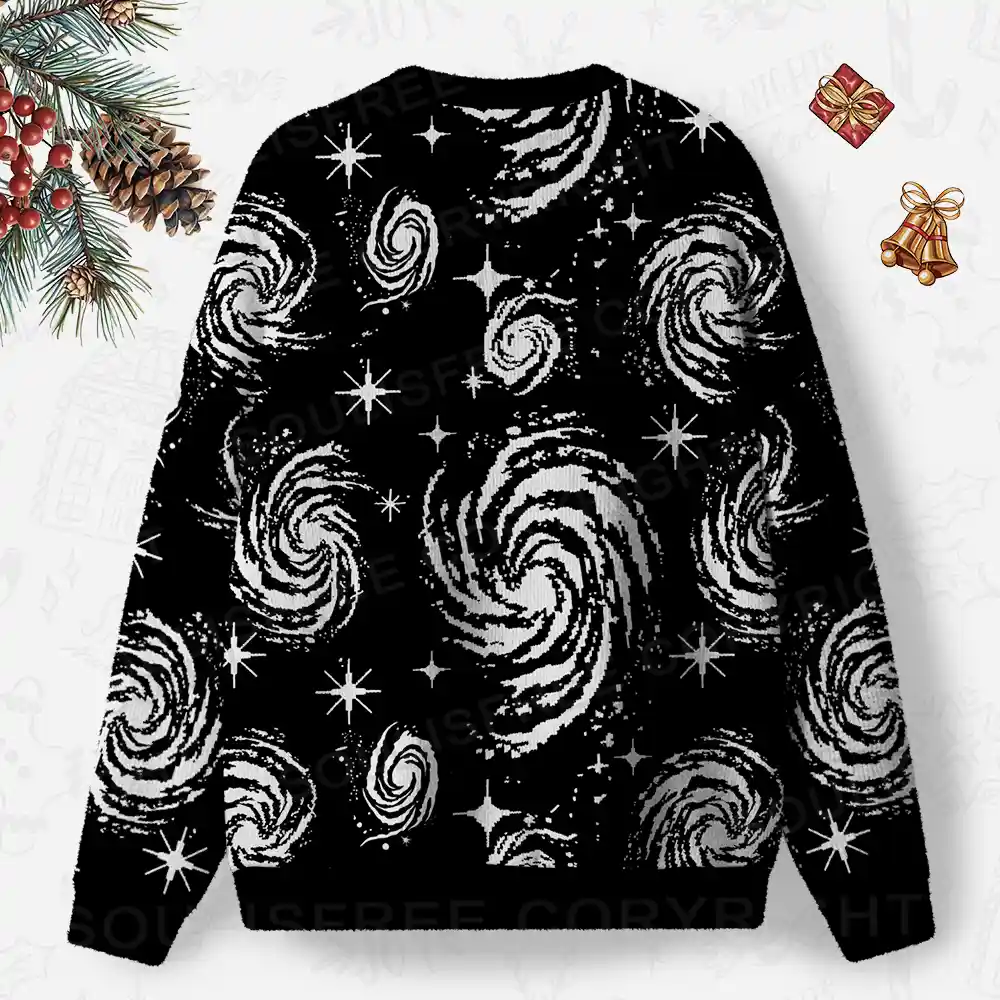 Galactic Swirl: A Cosmic Journey Ugly Christmas Knit Sweatshirt