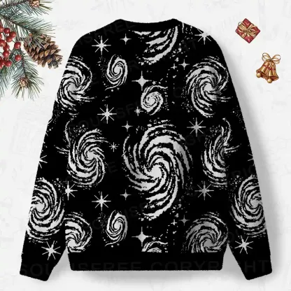 Galactic Swirl: A Cosmic Journey Ugly Christmas Knit Sweatshirt