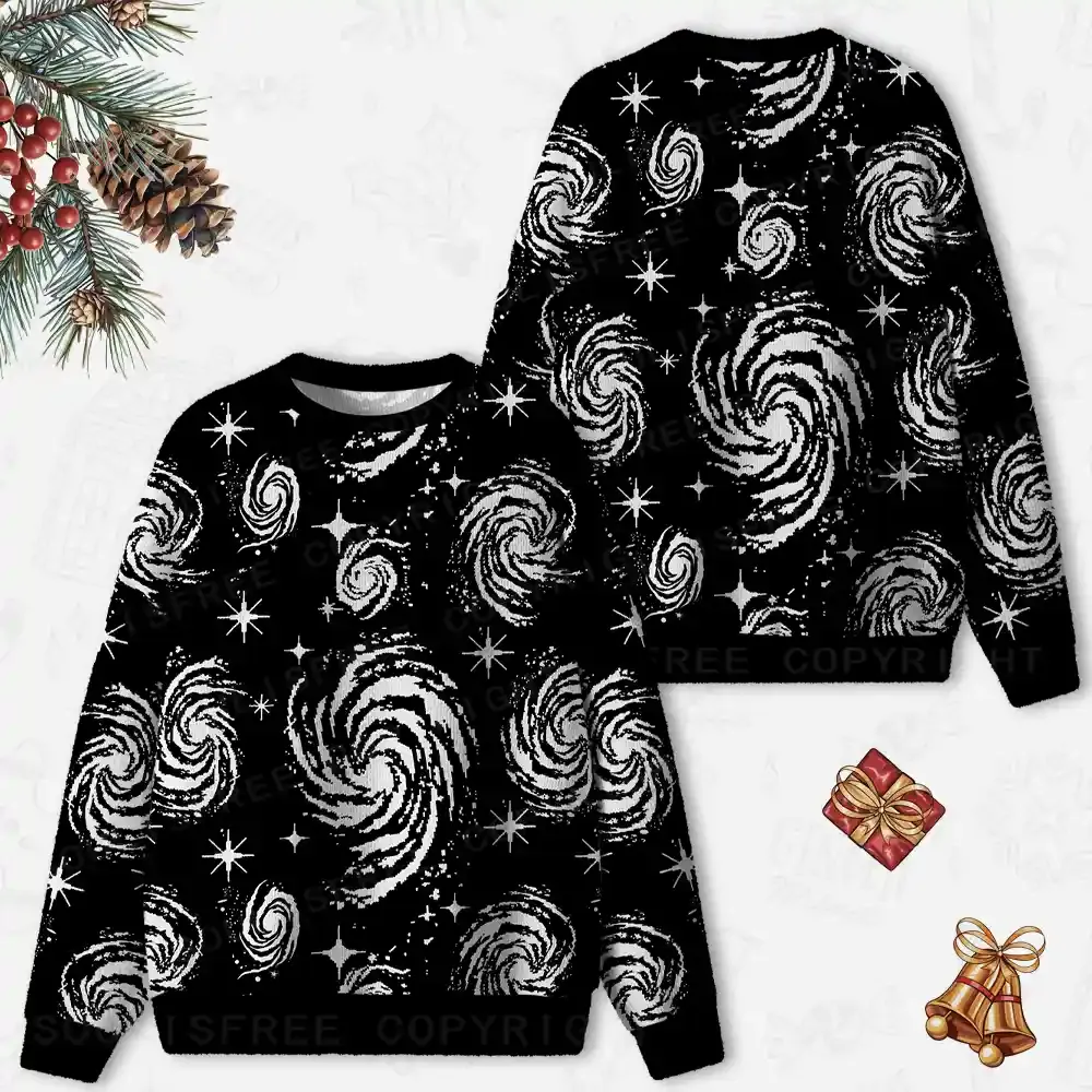 Galactic Swirl: A Cosmic Journey Ugly Christmas Knit Sweatshirt