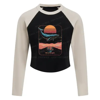 Galactic Lullaby Block Raglan Long Sleeve Crop Top