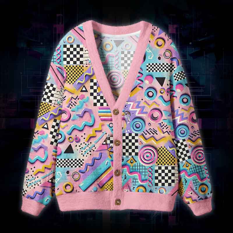Soulisfree Memphis Future Fuzzy Cardigan Sweater