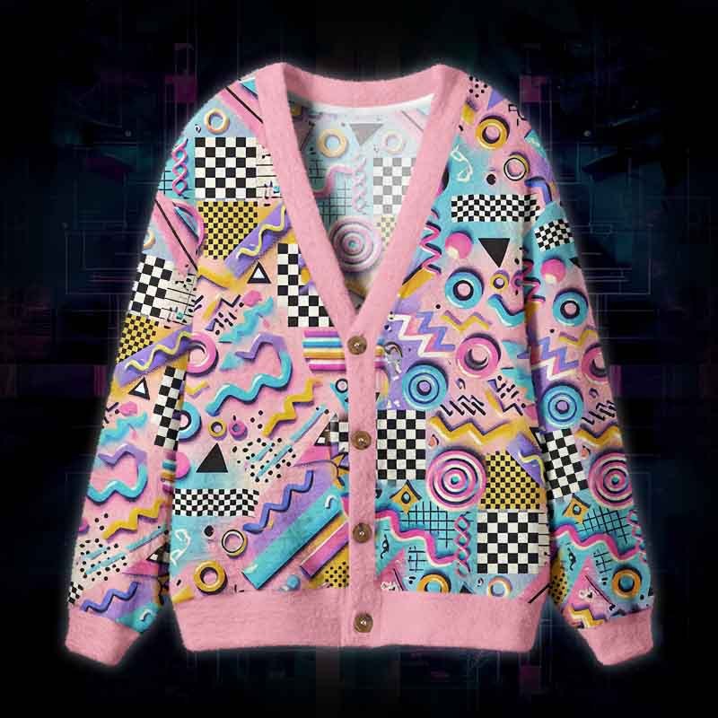 Soulisfree Memphis Future Fuzzy Cardigan Sweater