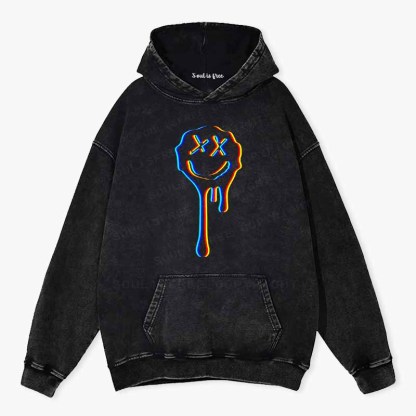 Soulisfree  Neon Mischievous Face Washed Hoodie