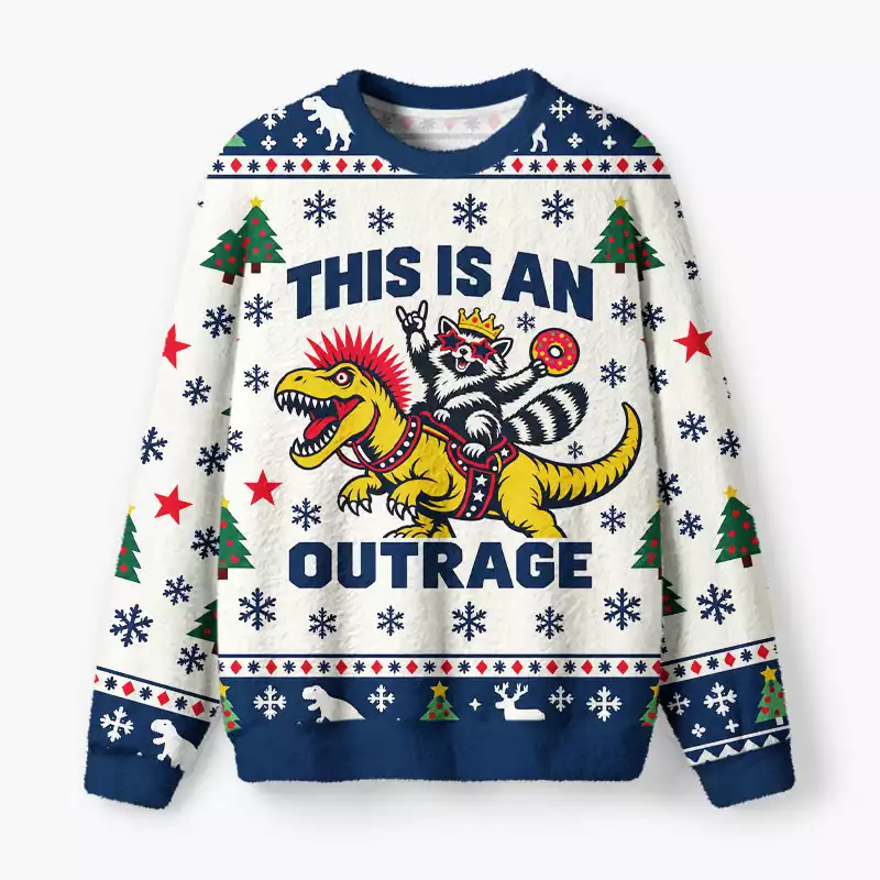 Soulisfree This Is An Outrage Fuzzy Crewneck Sweater