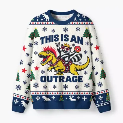 Soulisfree This Is An Outrage Fuzzy Crewneck Sweater