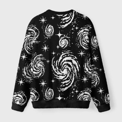 Soulisfree Galactic Swirl: A Cosmic Journey Fuzzy Crewneck Sweater