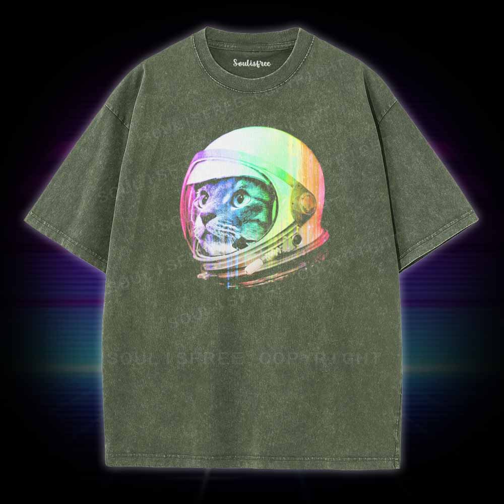Soulisfree Cat Astronaut Washed Tee