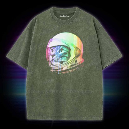 Soulisfree Cat Astronaut Washed Tee