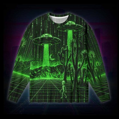 Soulisfree Matrix Alien Invasion Cardigan Long Sleeve Cotton Tee