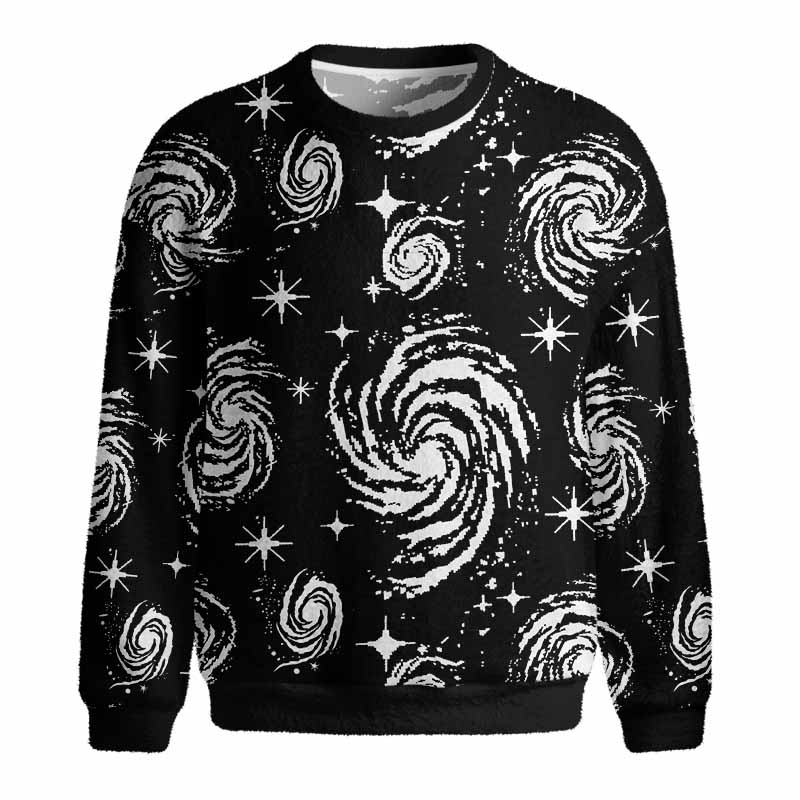 Soulisfree Galactic Swirl: A Cosmic Journey Fuzzy Crewneck Sweater