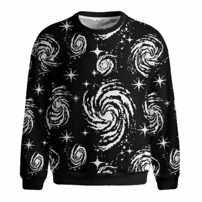 Soulisfree Galactic Swirl: A Cosmic Journey Fuzzy Crewneck Sweater
