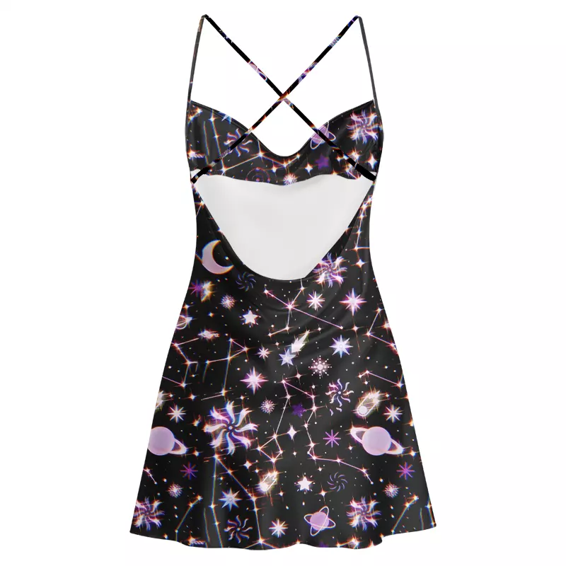 Soulisfree Astral Navigation  Cowl Neck Satin Mini Dress